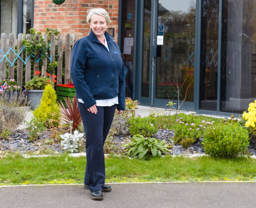 Jo Houlbrooke outside a Grosvenor Care Home